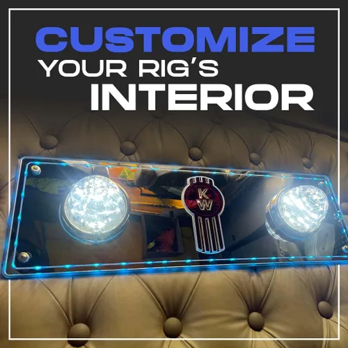 Miniatura 3 de Florida's Finest Customs compatible con luces de techo para dormitorio Kenworth (azul) Placa de luz de cúpula y acabado espejado Inserto