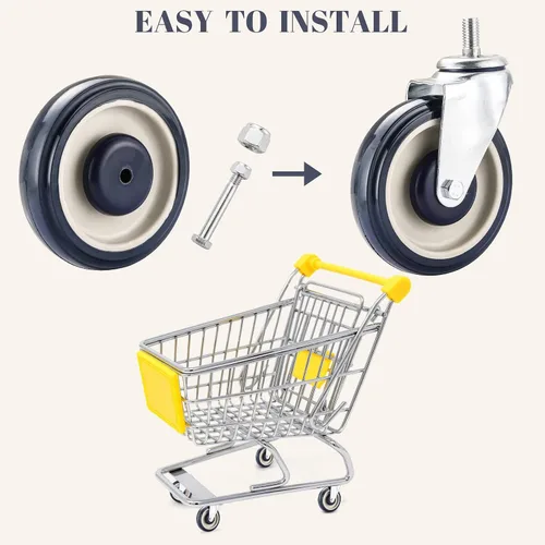 Miniatura 5 de MYFULLY Kit de ruedas de repuesto para carrito de compras de 5 pulgadas, ruedas de poliuretano escalonadas y completas con herrajes, ruedas