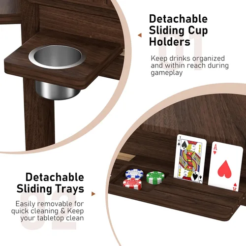 Miniatura 7 de Mesa de Juego de Tablero Yardenaler con Tablero Removible, Mesa de Juegos y Comedor para 4 a 6 Jugadores, Incluye Alfombrilla de Juego de Efecto