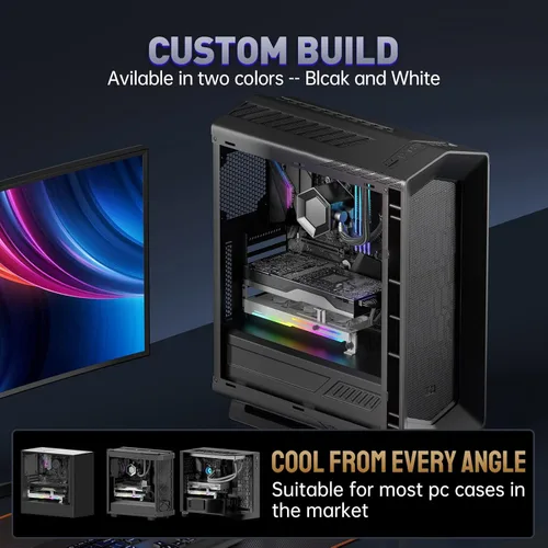 Miniatura 6 de AsiaHorse Enfriador de tarjeta gráfica con LED ARGB 5V de 3 pines y tres ventiladores de 80 mm, soporte de tarjeta gráfica LED RGB, enfriador de GPU