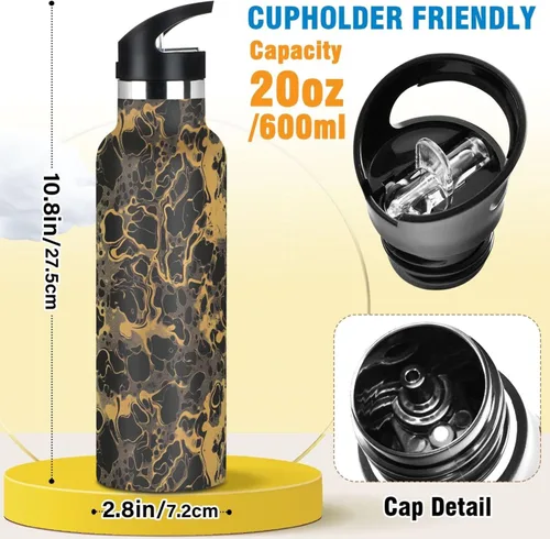 Miniatura 2 de Camouflage Gold Leakproof and BPA Free Reusable Water Bottle with Straw Lid Double-Wall Vacuum Insulation for Gym Sports 11