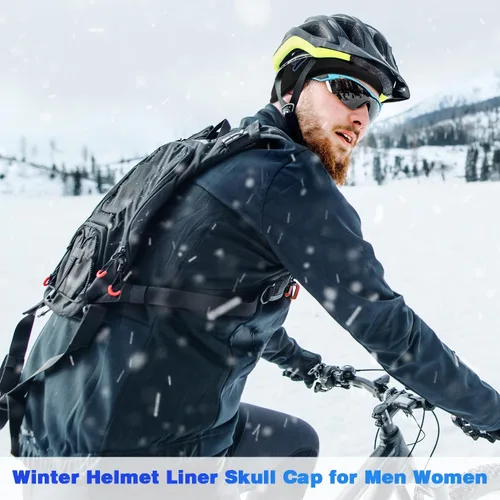 Miniatura 7 de Seektop 2 Pack Winter Skull Cap Helmet Liner for Men, Cycling Running Sweat Wicking Skullcap Beanie, Fits Under Helmets