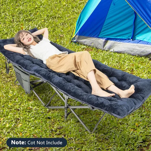 Miniatura 7 de Giantex Almohadilla para cuna de campamento, 75 x 27.5 x 3 pulgadas, cojín reclinable con 4 correas de fijación, cojín grueso para silla de descanso