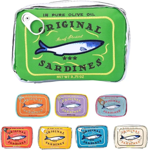 Miniatura 11 de Bolsa de maquillaje de sardinas enlatadas, bolsa de aseo estilo sardinas enlatadas, bonita bolsa de viaje, bolsa de maquillaje creativa y bonita