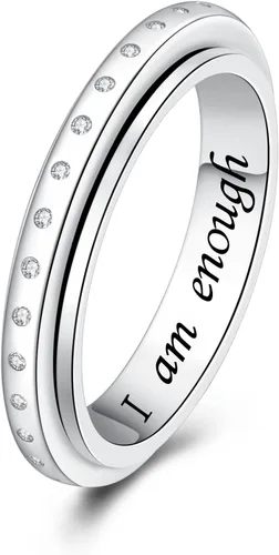 Teioa Anillos giratorios de plata de ley antiansiedad, anillos para aliviar el aburrimiento, TDAH, autismo, anillos para mujeres y hombres