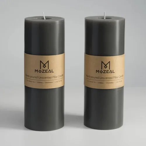 Miniatura 126 de MOZEAL Velas grandes sin perfume vertidas a mano de 3 x 8 pulgadas, sin humo, juego de 2, combustión lenta, sin goteo, aproximadamente 150 horas