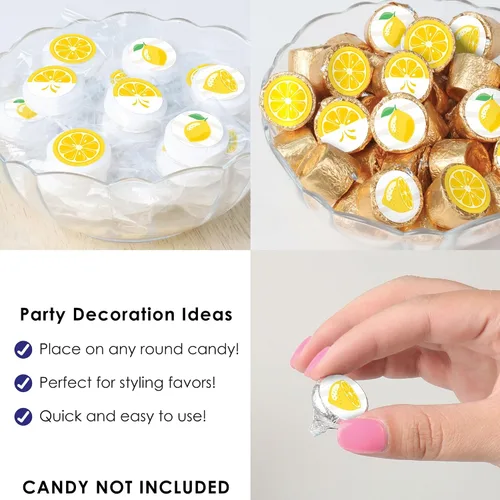Miniatura 5 de Big Dot of Happiness So Fresh - Pegatinas redondas pequeñas de caramelo para fiesta de limonada de cítricos, etiquetas para recuerdos de fiesta, 324
