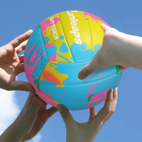 Miniatura 6 de Runleaps Pelota de voleibol de playa, tamaño oficial 5, suave, impermeable, para deportes de arena, pelota de poliuretano para interiores