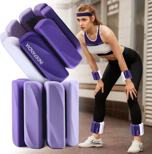 Pesas de muñeca y tobillo para mujeres y hombres, pares de 2 libras/4 libras, brazaletes ajustables de silicona con peso para entrenamientos de