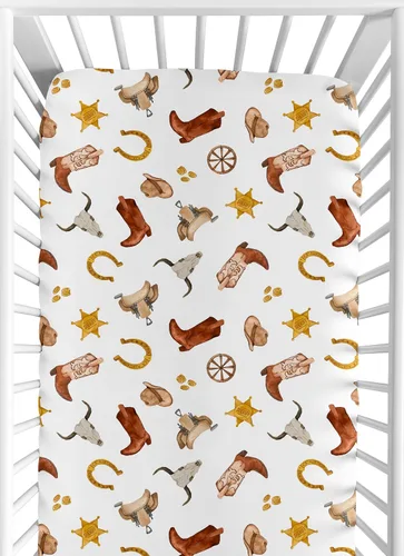 Miniatura 24 de Sweet Jojo Designs Sábana bajera ajustable de animales de granja para cuna portátil para cuna o paquete y juego - Acuarela de granja caballo, vaca