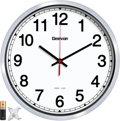 Miniatura 13 de Geevon Reloj de pared atómico de 16 pulgadas, reloj analógico autoajustable con sincronización automática de tiempo, funciona
