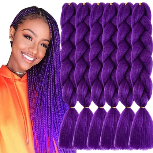 Miniatura 29 de 3 paquetes de extensiones de cabello sintético para trenzar de color negro a azul, tamaño jumbo ombré, de 24 pulgadas o trenzas de ganchillo