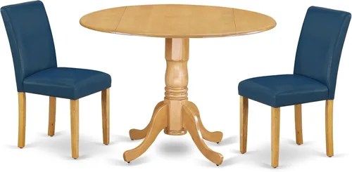Miniatura 24 de East West Furniture DLAB5-BLK-61 - Juego de mesa de cocina de 5 piezas para 4 personas, incluye una mesa de comedor redonda con gotas y 4 sillas