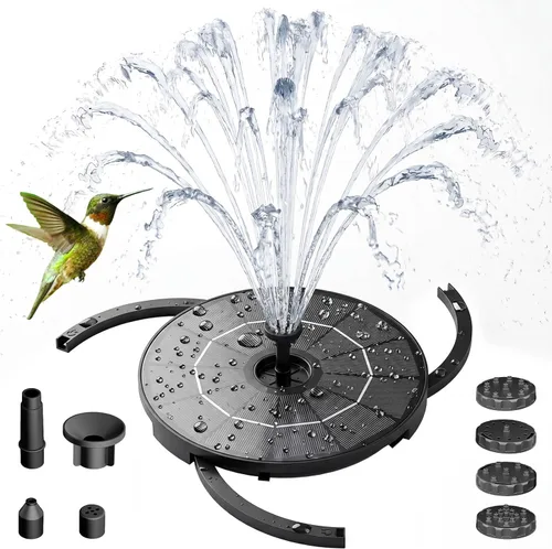 Miniatura 10 de AISITIN Bomba de Fuente Solar de 3.5W para Características de Agua Exterior Fuente de Baño Solar DIY para Pájaros con Múltiples Boquillas, Fuente