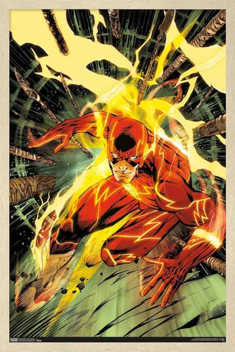 Miniatura 7 de Trends International DC Comics - Póster de pared de The Flash - Spears, 14.725 x 22.375 pulgadas, versión enmarcada de madera de granero
