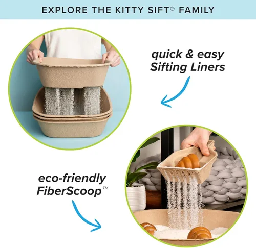 Miniatura 10 de Kitty Sift Caja de arena desechable para gatos, grande, 6 unidades, duradera y portátil para viajes y hogar, caja de arena desechable ecológica que