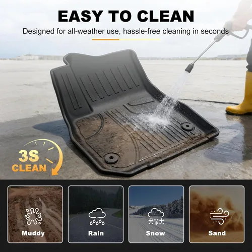 Miniatura 6 de AOMSAZTO Alfombrillas para piso para Chevy Malibu 2016-2025 - Protección para todo tipo de clima para la 1ª y 2ª fila, forro para automóvil