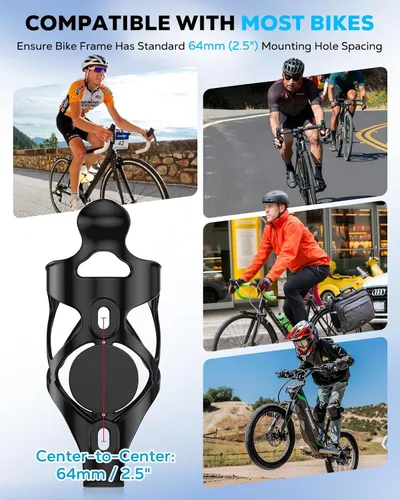 Miniatura 6 de MoKo Soporte para botella de agua para bicicleta con ranura para rastreador, para botellas de 2.56 a 2.76 pulgadas