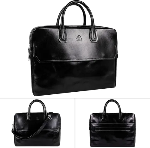 Miniatura 2 de Time Resistance Maletín de cuero Bolsa de cuero de grano completo para laptop de hasta 17 pulgadas para hombres y mujeres