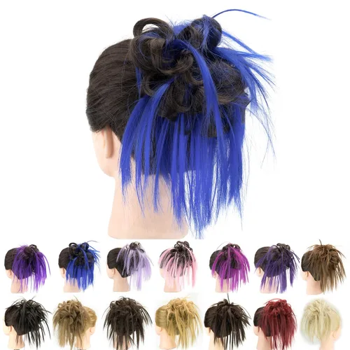IMISSU 2 piezas de moño de cabello desordenado, extensión de coleteros falsos, ondulados, rizados, para cola de caballo para mujeres y niñas (2
