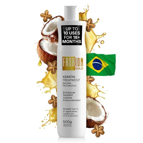 FASHION GOLD Tratamiento capilar de queratina (10 USOS por Botella), Keratina para Alisar el Pelo, Tratamiento de Botox Capilar, Tratamiento de