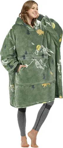 Miniatura 60 de Catalonia Sudadera extragrande tipo manta con capucha, sudadera de sherpa portátil para adultos, hombres y mujeres