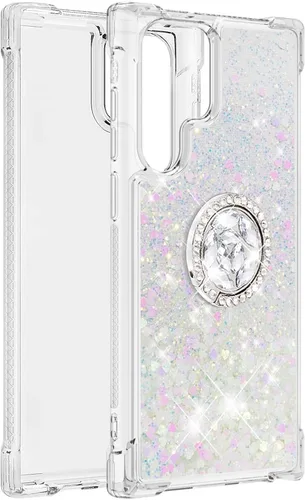 Miniatura 3 de CCSmall Funda para Samsung Galaxy S22 Ultra para mujeres y niñas, transparente con purpurina que fluye líquida, cubierta brillante de arena movediza