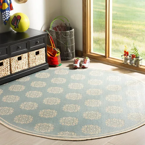 Miniatura 13 de SAFAVIEH Alfombra lavable al aire libre Linden Collection – 6'7" cuadrada, crema y beige, no desprende pelusa y fácil de limpiar, ideal para patio