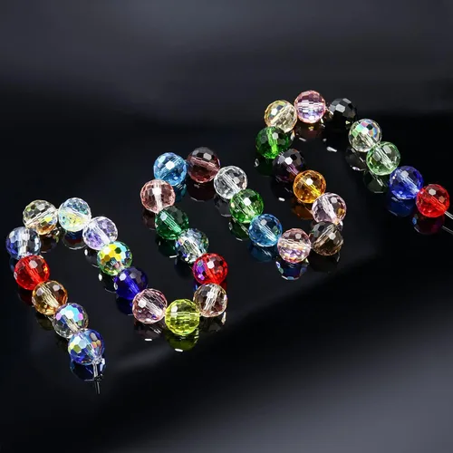 Miniatura 5 de Dowarm 150 PIEZAS Cuentas de cristal de vidrio redondas de 6 mm para hacer joyas, cuentas facetadas de cristal rondelle espaciadoras de color azul