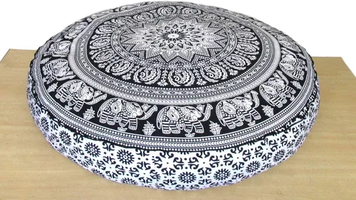 Miniatura 58 de CRAFT KALA Funda de cojín con diseño de mandala, funda de cojín para asiento, hippie, decorativo, bohemio, otomano, de algodón, indio, para sala