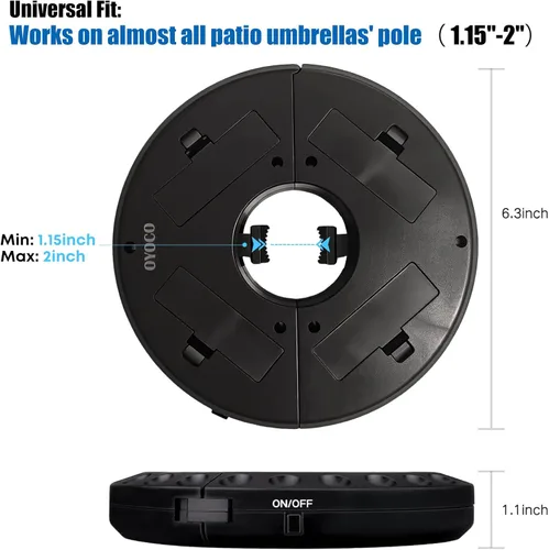 Miniatura 6 de Parasol de sombrilla para patio, luces 3 en modo brillo e inalámbrico, 28 luces LED en 220 Lux. 4 x AA baterías de función, sombrilla con pértiga