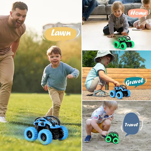 Miniatura 2 de Paquete de 2 Juguetes de Coches para Niño Niña de 3 4 5 6 Años, Juguetes de Coches de Empujar y Avanzar para Niños Pequeños de 3-6 Años, Camiones