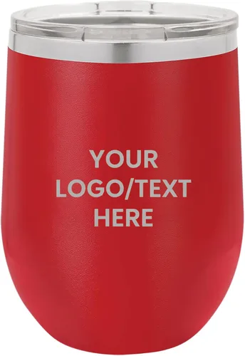 Miniatura 16 de Vaso personalizado de 12 onzas, vino sin tallo con tapa, tu logotipo grabado en Estados Unidos, tazas personalizadas de acero inoxidable