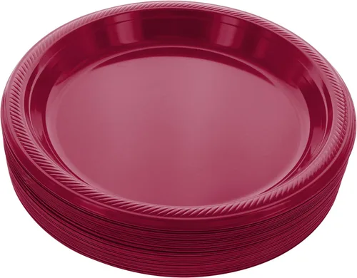 Miniatura 8 de Amcrate Platos desechables de plástico, negro, 10.4 pulgadas, fuertes y resistentes para fiestas, cenas, vacaciones, picnic, viajes, paquete de 50