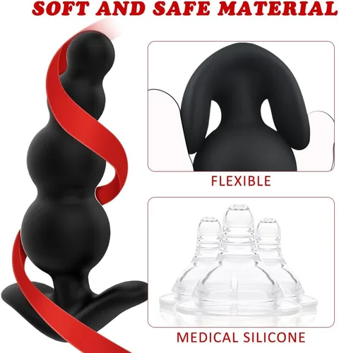 Miniatura 3 de Tapones anales de silicona con cuentas anales, entrenador anal con 3 tamaños diferentes, juegos de entrenamiento anal para usuarios avanzados