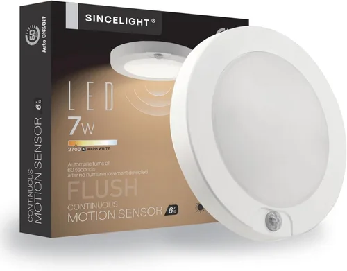Miniatura 13 de SINCELIGHT PIR - Lámpara de techo LED con sensor de movimiento de 7 W (Φ6 pulgadas/5.748 in), encendido/apagado automático, activación por Blanco