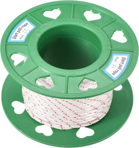uxcell Cuerda de arranque de retroceso 0.118 in 1/8 pulgadas de diámetro 98.4 ft 98 pies de poliéster blanco rojo para cortacésped recortadora pieza