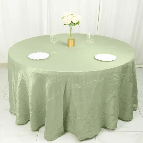 Miniatura 55 de Tableclothsfactory Mantel rectangular de tafetán arrugado de acordeón azul polvoriento, de 60 x 102 pulgadas, perfecto para ceremonias de boda