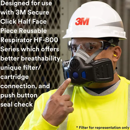 Miniatura 4 de 3M Cartucho/Filtro Respirador P100, Secure Click D80926 Cartucho Combinado Multi-Gas/Vapor, Aprobado por NIOSH, Flujo Dual para Mayor Respirabilidad