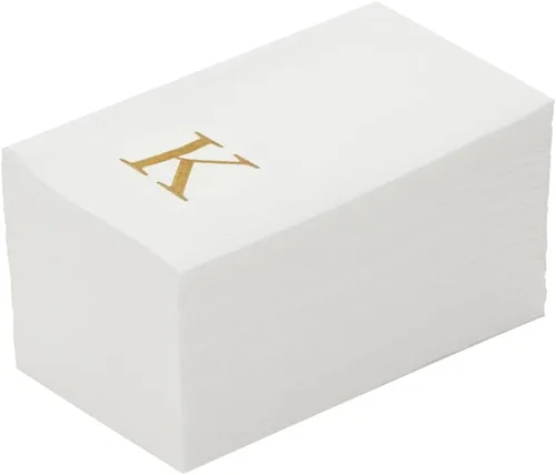 Miniatura 37 de Luxenap Toallas de invitados de tacto de lino de 15.8 X 7.9 pulgadas, 50 toallas de mano con letras - Letra dorada "S", fuente sans serif