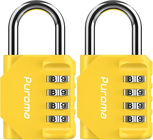Puroma Paquete de 2 Candado de Combinación para Casillero de 4 Dígitos al Aire Libre Impermeable para Escuela, Gimnasio, Deportes, Cerca, Caja de
