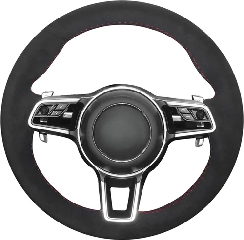 Miniatura 9 de MEWANT Funda de volante de automóvil cosida a mano de gamuza + piel sintética para Porsche 718 Boxster 2016-2022/718 Cayman 2017-2022 / Cayenne
