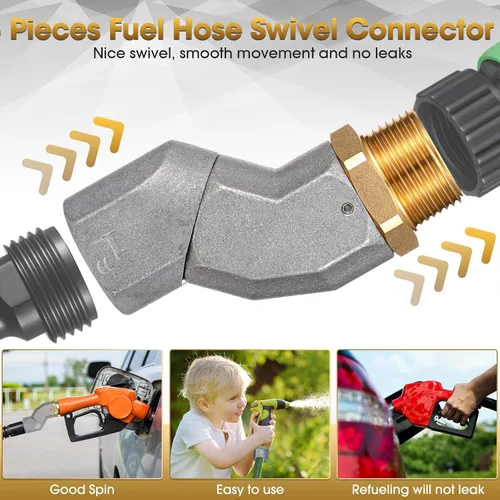 Miniatura 5 de Shimeyao 3 piezas de manguera de combustible giratoria de 1 pulgada con conector NPT de 1 pulgada, giro de transferencia de avión de combustible