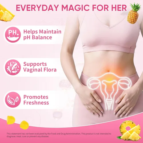 Miniatura 4 de Gomitas de probióticos femeninos con olmo resbaladizo – 60 gomitas de piña para mujeres ph equilibrio, probióticos vaginales que apoyan la flora