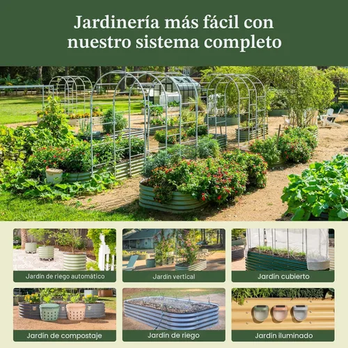 Miniatura 8 de Kits de cama de jardín elevada de Vego Garden Aluzinc, cama de plantación elevada de metal modular de 17" de alto, 6 en 1 para verduras, flores