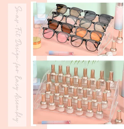 Miniatura 2 de Organizador de esmalte de uñas, 48 botellas de 4 capas, organizador de lentes de sol, estante de exhibición de acrílico, soporte para gafas, soporte