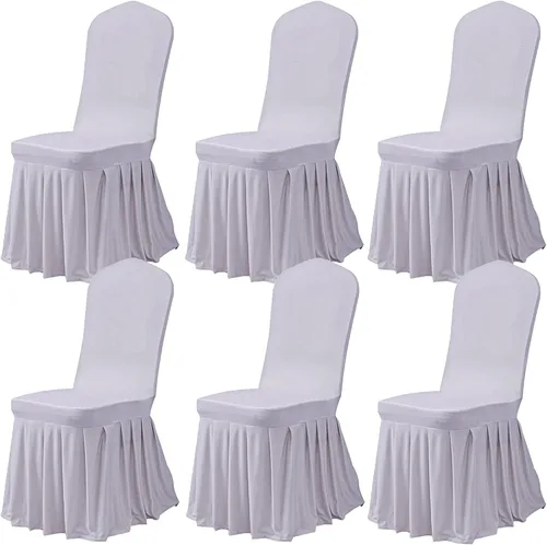 Miniatura 28 de Dimatic Juego de 2 fundas elásticas para sillas de comedor, fundas Parsons con falda, de elastano súper ajuste, funda protectora de asiento para Azul