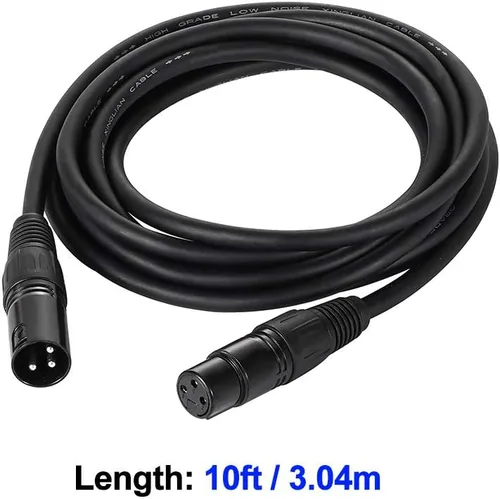Miniatura 2 de Cable DMX de 10 pies / 10.0 ft, 4 paquetes de cables DMX de 3 pines, cables DMX, DMX512 XLR macho a hembra cable de señal de luz de escenario