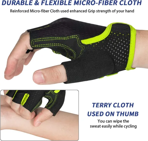 Miniatura 3 de MOREOK Guantes de ciclismo para hombres y mujeres almohadilla de gel transpirable antideslizante de 0.197in Guantes de ciclismo de medio dedo