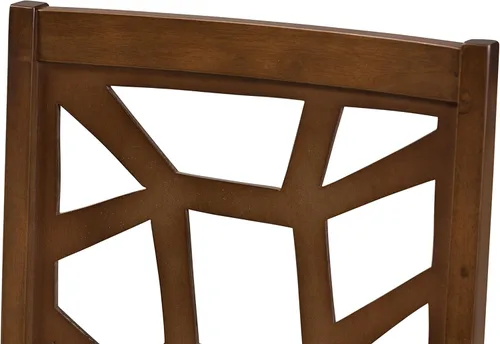 Miniatura 4 de Baxton Studio Silla de comedor Abilene Mid-Century tapizada de tela marrón claro y acabado marrón nogal Marrón claro/marrón nogal